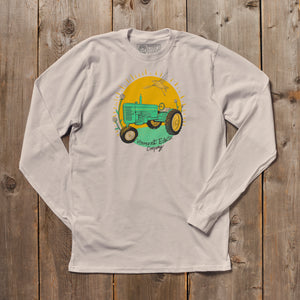 Deere John Vermont tshirt in natural. Artist designed VT tractor t-shirt.