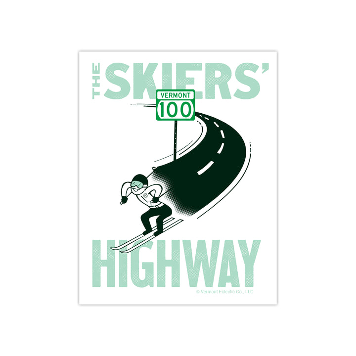The Skier's Highway Sticker